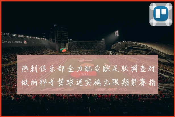 热刺俱乐部全力配合欧足联调查对做纳粹手势球迷实施无限期禁赛措施